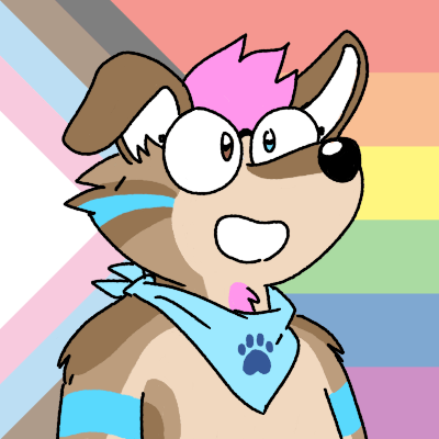 Icon of Bowie smiling in front of a progress pride flag by ICELEVEL