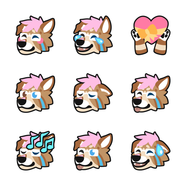 A series of nine custom Bowie emoji and emotes by L James