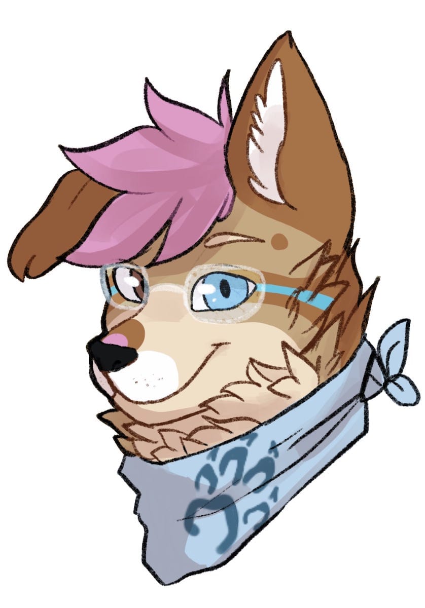 A bust drawing of Bowie with his bandana and a very fluffy neck by Sophie