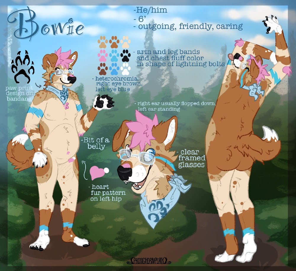 A full body ref sheet, nude, by PronghornPunk